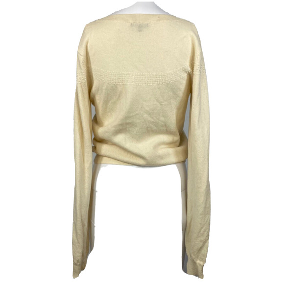 Tocca Sweater Womens Sz S Ivory Embroidered Bow Lambswool Cashmere - Picture 5 of 11